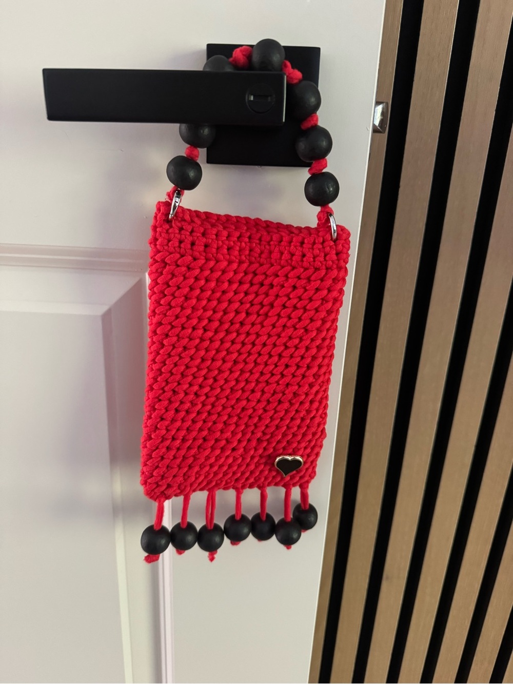 Bonita Bolos Handwoven Red Mini Crossbody with Beaded Handle by Yvonne